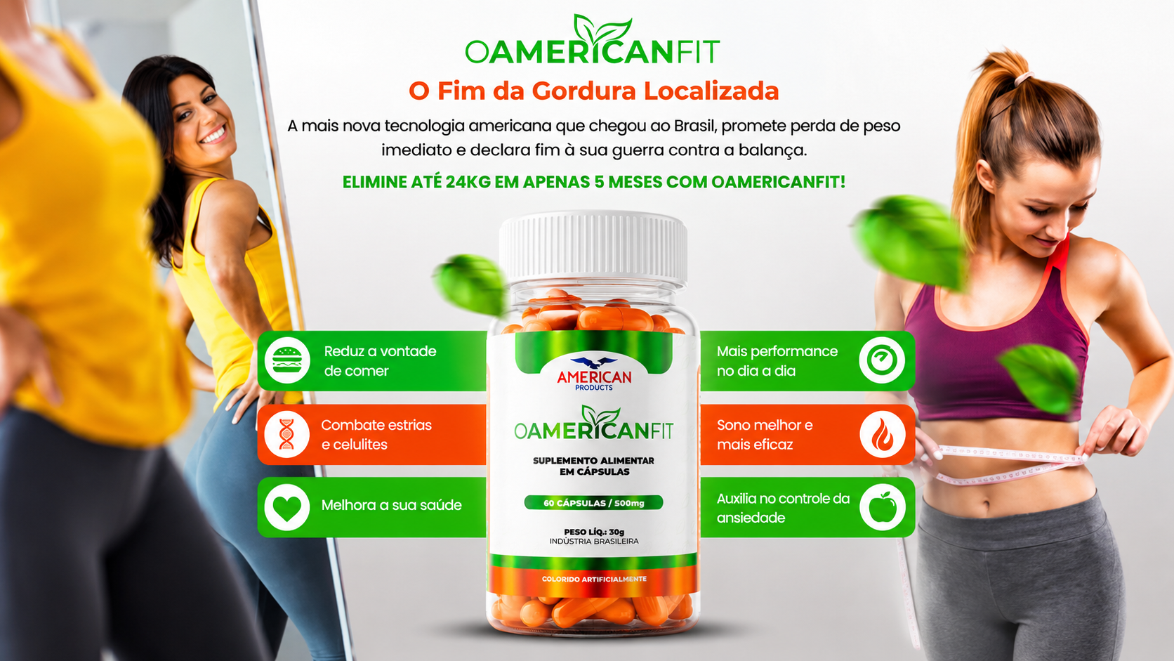 Frasco de AmericanFit com ingredientes naturais